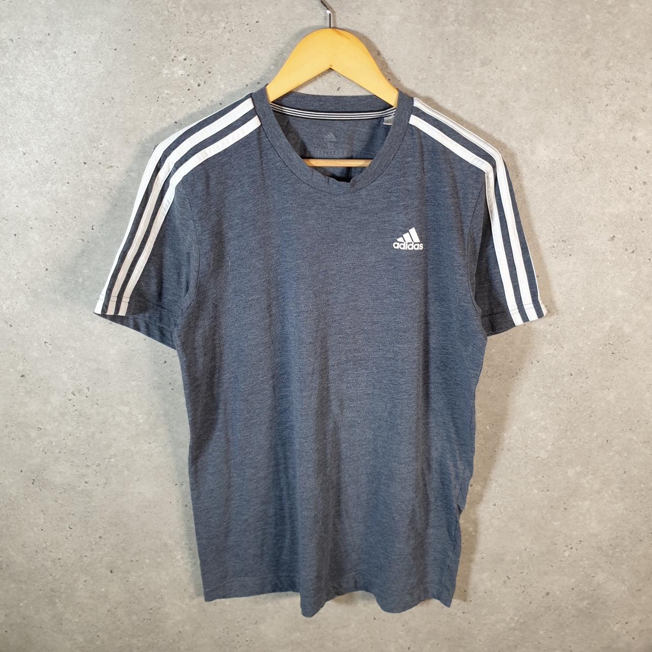 Vintage Adidas Spellout T Shirt Men’s Medium Grey Three Stripes Logo Athletic