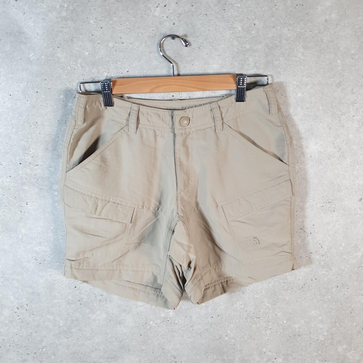 Vintage The North Face TNF Shorts Jorts Chino Cargo Womens UK8 Beige Baggy Cotton