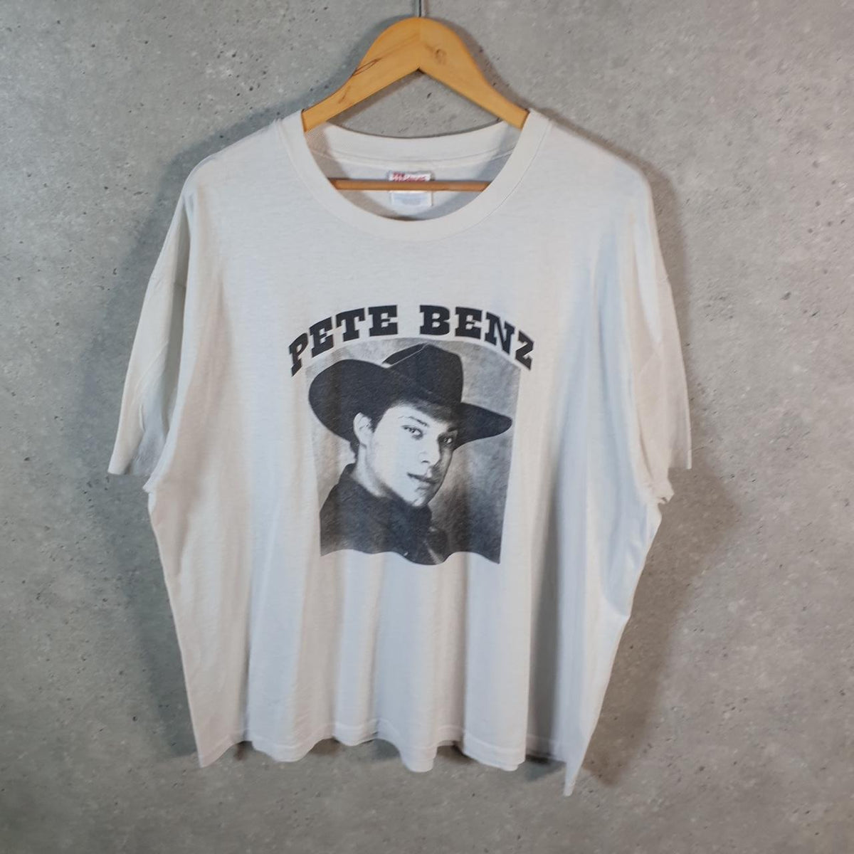 Vintage Hanes Pete Benz 90s USA Single Stitch T Shirt Men’s XL White C8362
