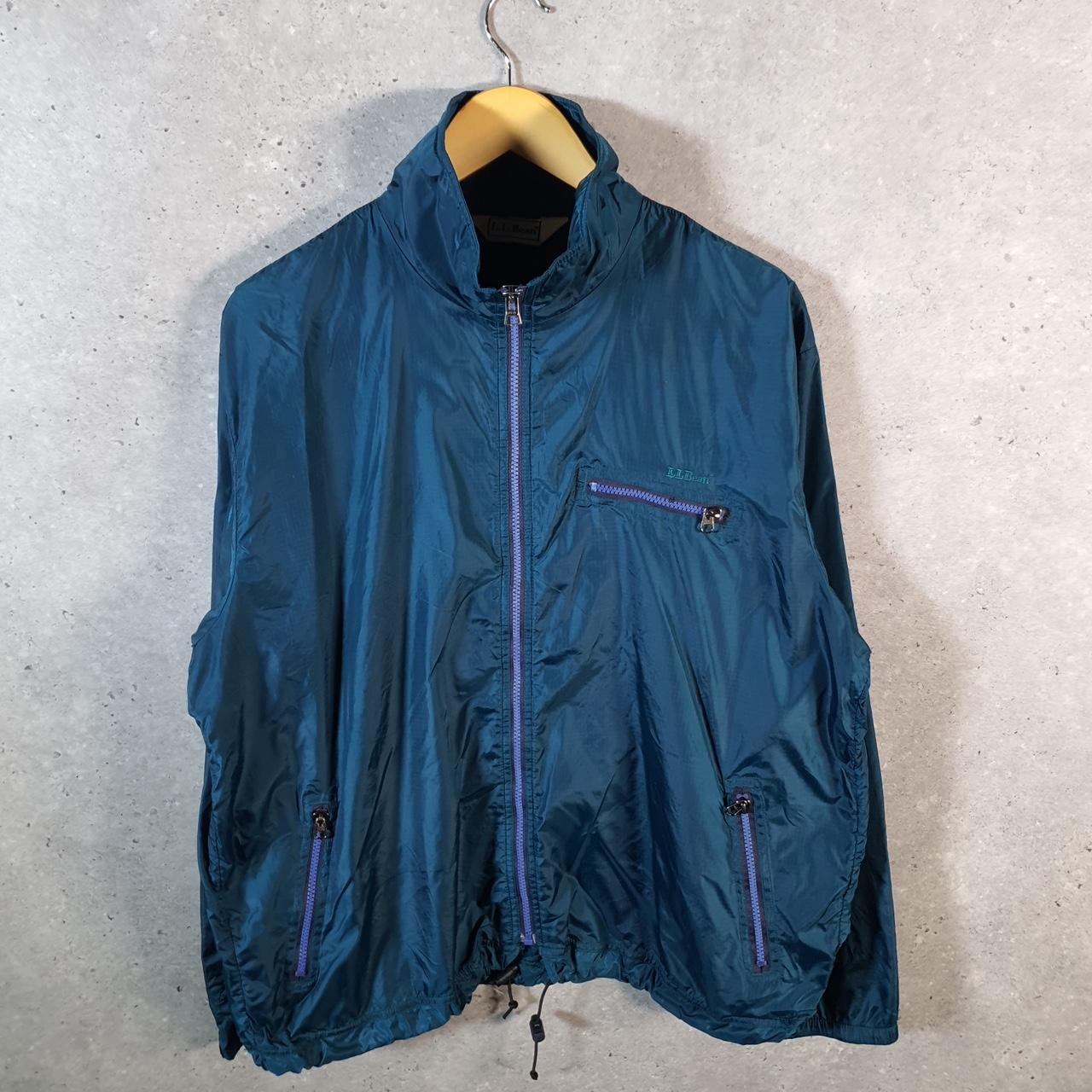 Vintage L.L. Bean Aztec Outdoors Nylon Jacket Mens XL Blue Full Zip Waterproof
