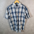 Vintage Carhartt Shirt Button Down Mens Medium Blue Short Sleeve Chore Utility Relaxed