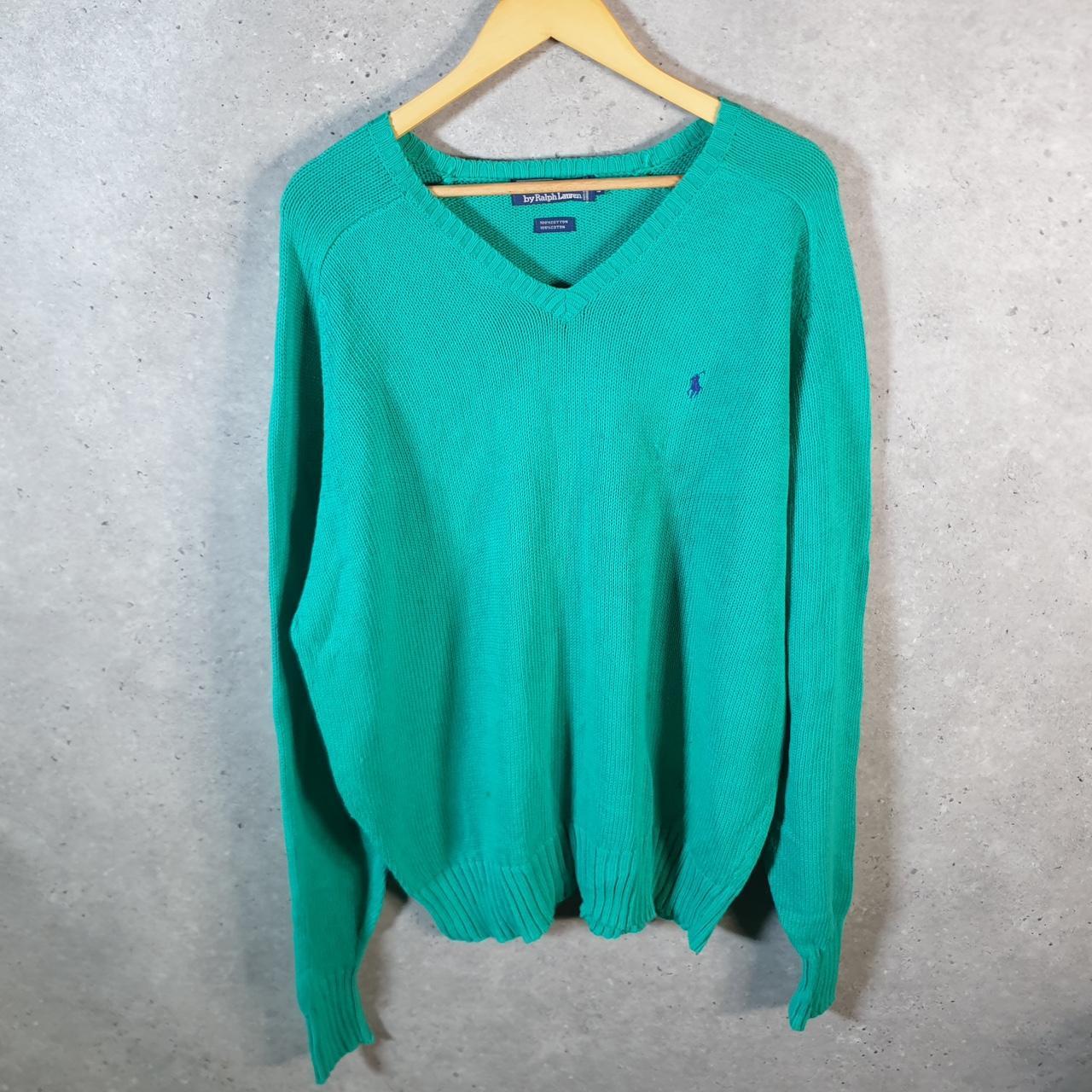 Vintage Ralph Lauren Polo Knit Sweatshirt Men’s Large Blue Cotton Pullover Pony