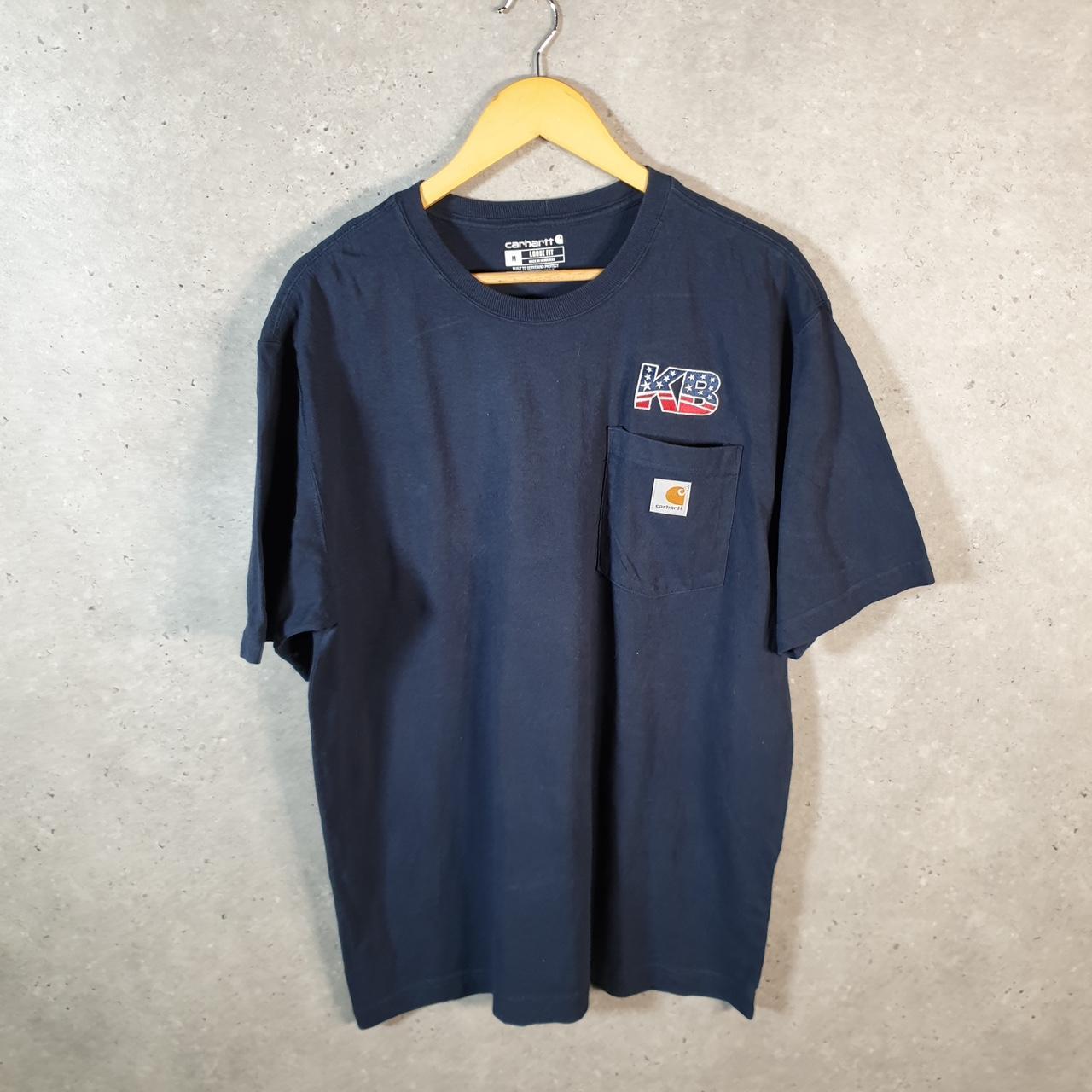 Vintage Carhartt Pocket T Shirt Men’s Medium Navy Blue Workwear Chore Utility Loose Fit C9182