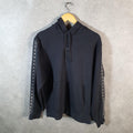Vintage Nike Tape Hoodie Men’s Medium Black Swoosh Y2K Pullover Sweatshirt Logo