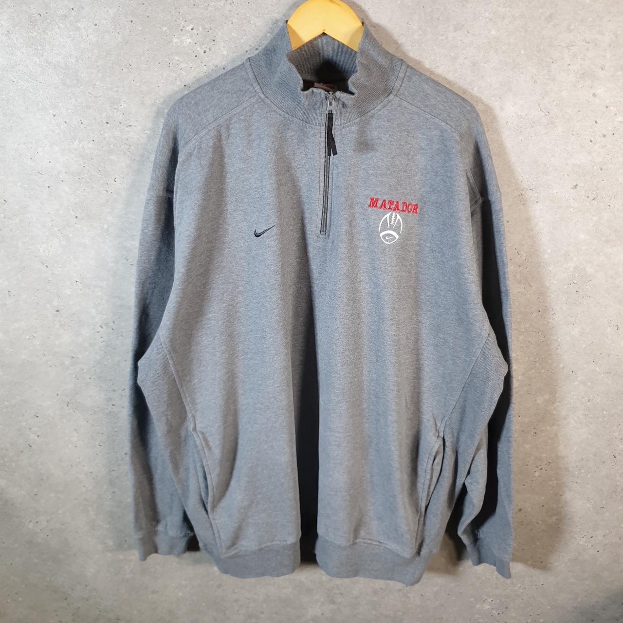 Vintage Nike Team Embroidered Sweatshirt Men’s 2XL Grey Swoosh Y2K 1/4 Zip Logo