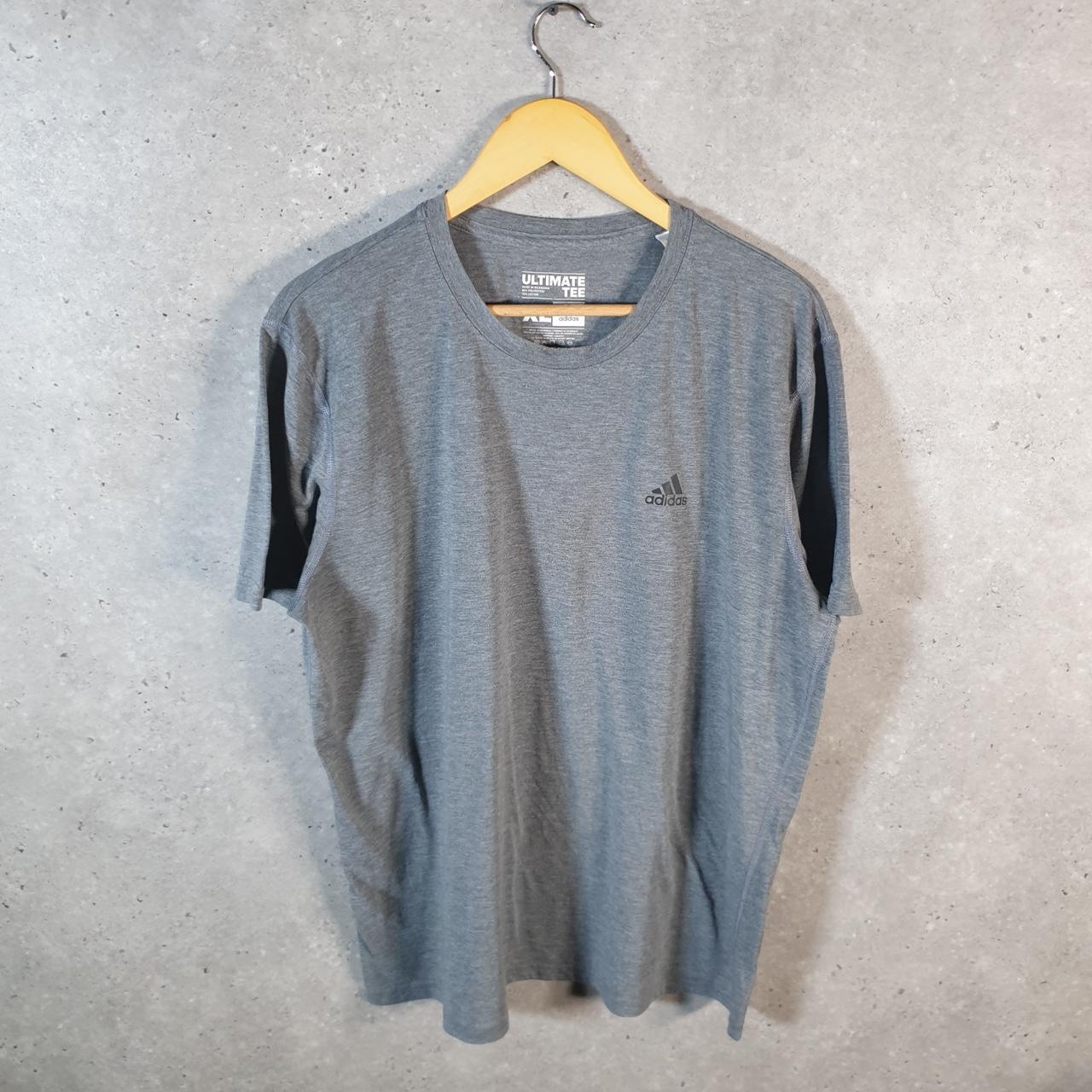 Vintage Adidas ClimaLite Ultimate T Shirt Men’s XL Grey Three Stripes Logo Athletic