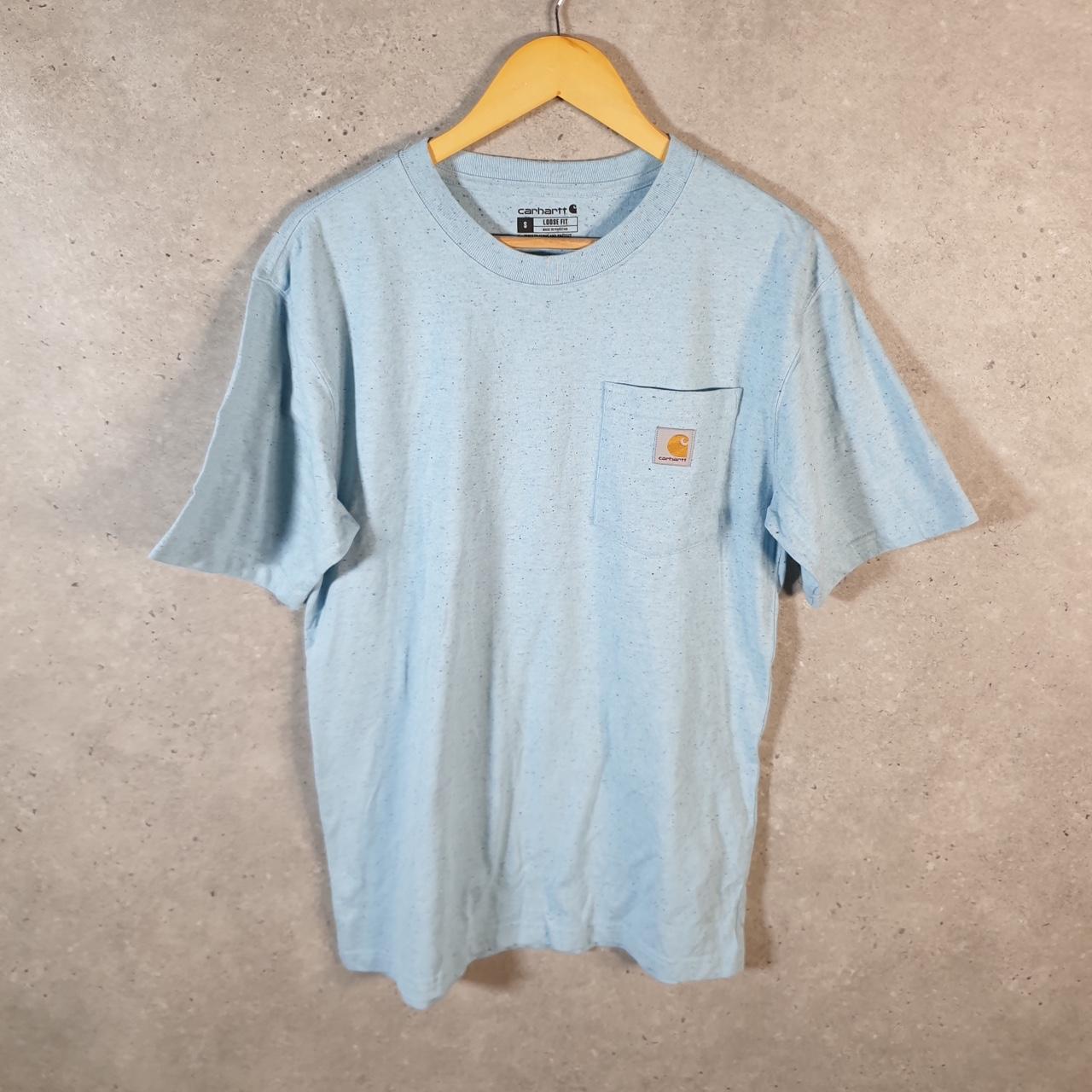 Vintage Carhartt Pocket T Shirt Men’s Small Blue Workwear Chore Utility Loose Fit