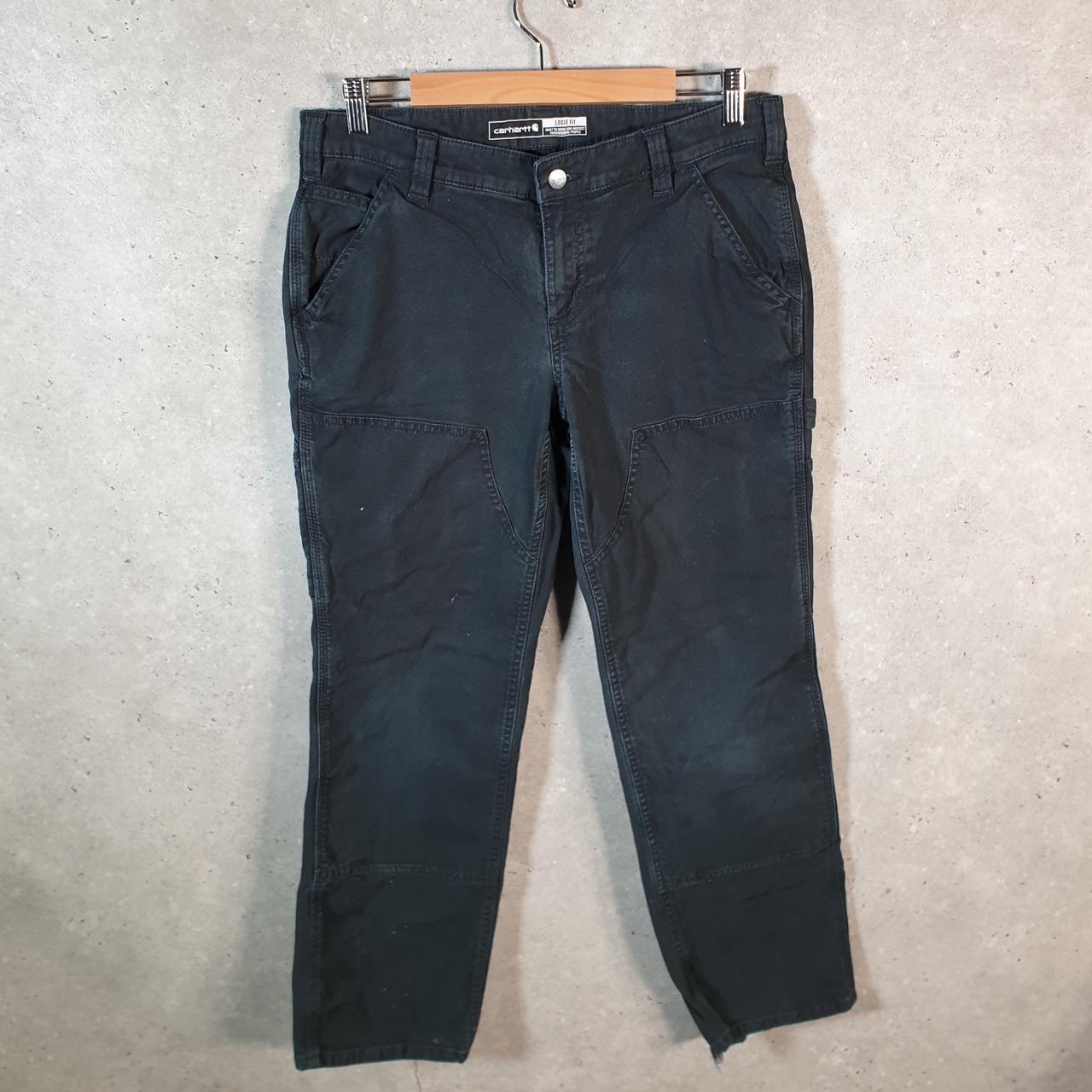 Vintage Carhartt Carpenter Double Knee Trousers Womens W32 L28 Black Loose Fit