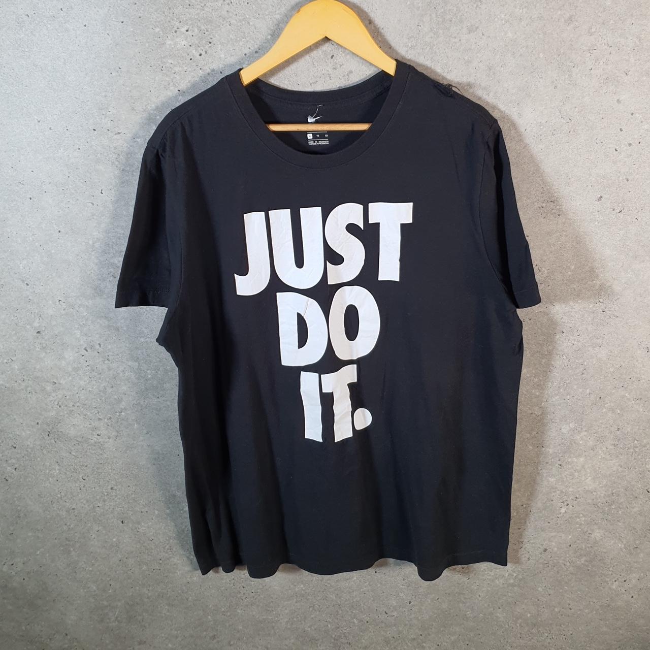 Vintage Nike Just Do It Spellout T Shirt Men’s XL Bladk Logo Swoosh Athletic