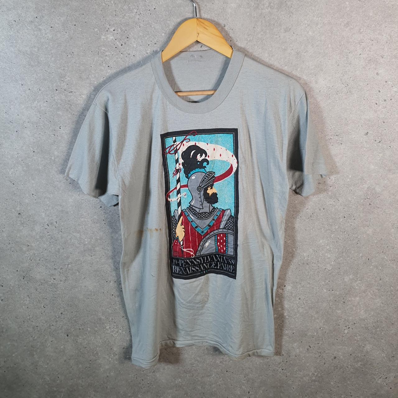 Vintage 1988 Pennsylvanian Renaissance USA Single Stitch T Shirt Men’s Small Grey Big Fish Vintage