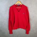 Vintage Lacoste Sweatshirt Men’s Large Red Pullover Logo Y2K Jumper Logo