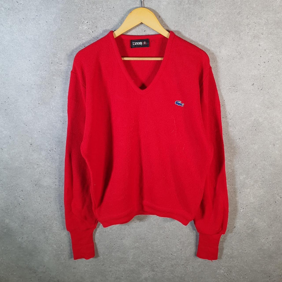 Vintage Lacoste Sweatshirt Men’s Large Red Pullover Logo Y2K Jumper Logo
