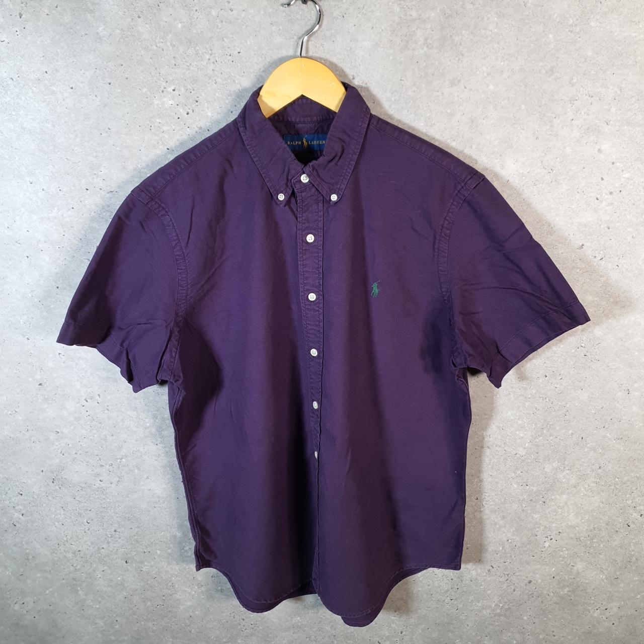 Vintage Ralph Lauren Button Down Shirt Men’s L Purple Classic Fit Short Sleeve Pony Cotton