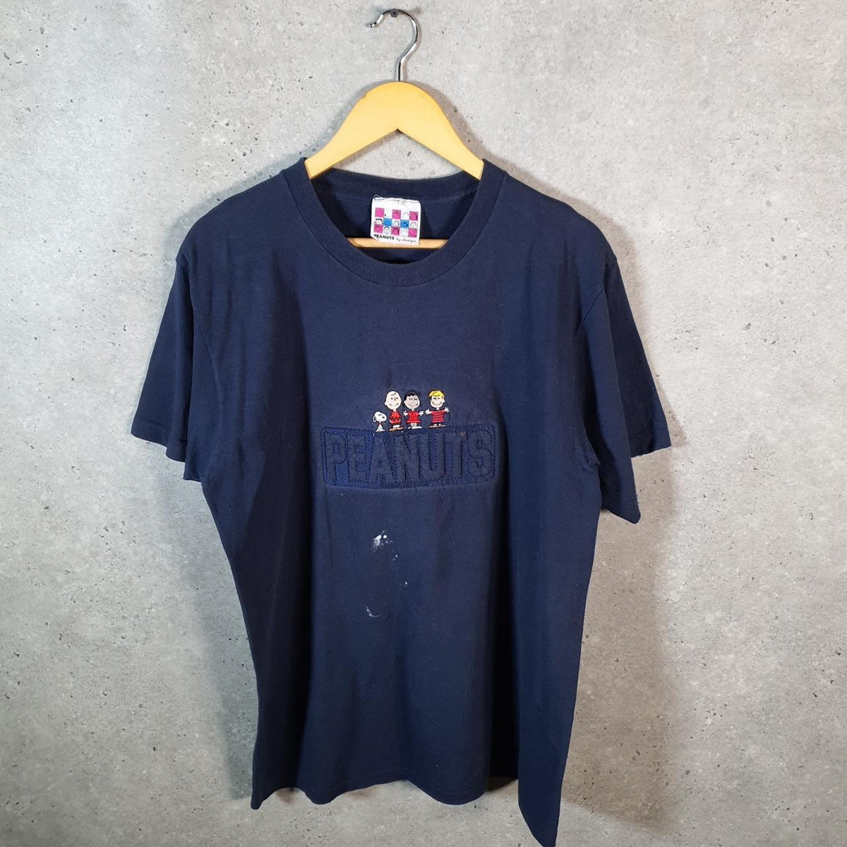 Vintage Peanuts Embroidered 90s USA Single Stitch T Shirt Men’s Large Blue
