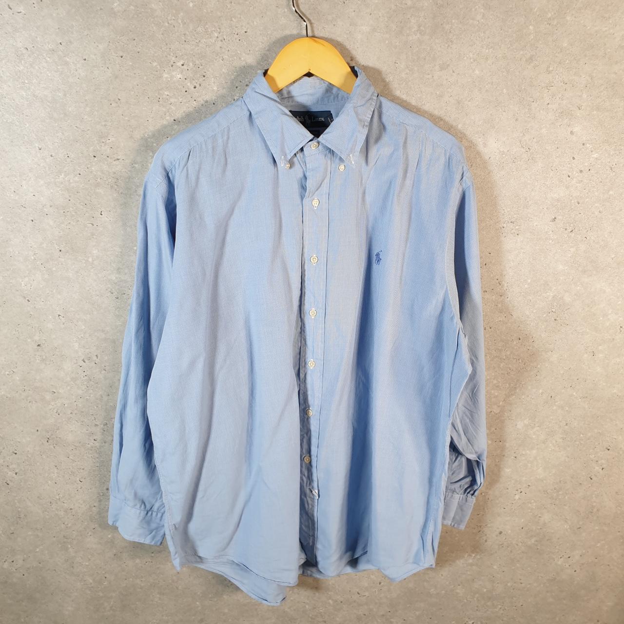 Vintage Ralph Lauren Button Down Shirt Men’s XL Blue Checkered Yarmouth Cotton Pony