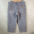 Vintage Carhartt Carpenter Trousers Mens W36 L28 Grey Dungaree Fit Workwear Thrashed
