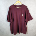 Vintage Carhartt Pocket T Shirt Men’s 2XL Burgundy Red Workwear Chore Utility Loose Fit C9316