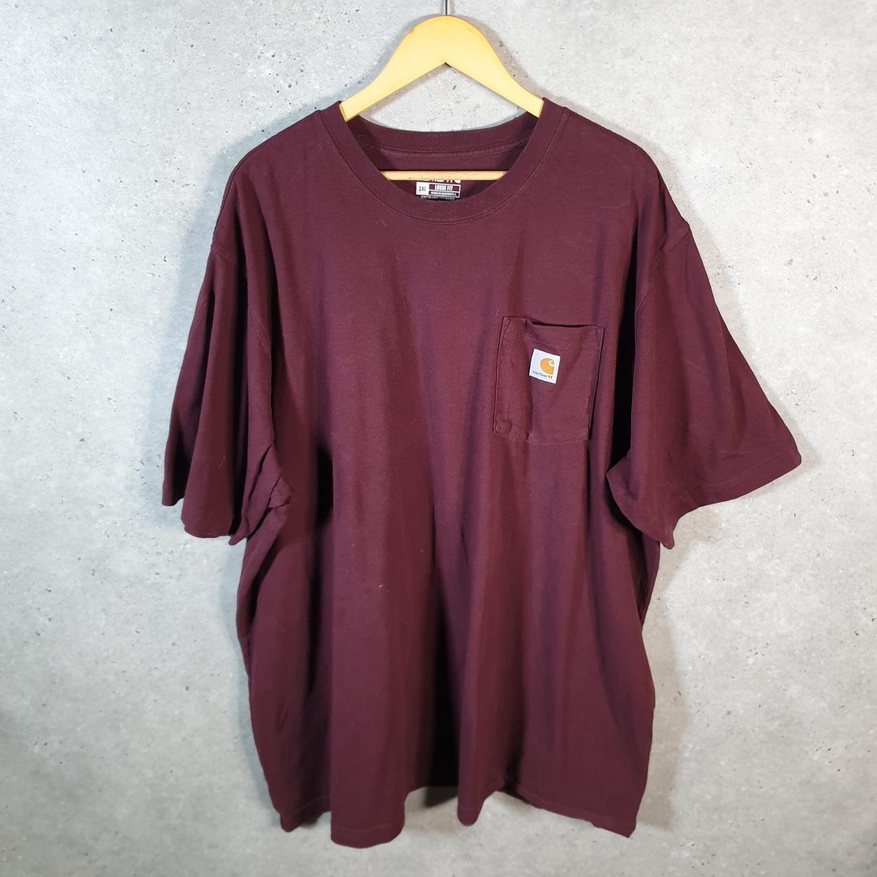 Vintage Carhartt Pocket T Shirt Men’s 2XL Burgundy Red Workwear Chore Utility Loose Fit C9316