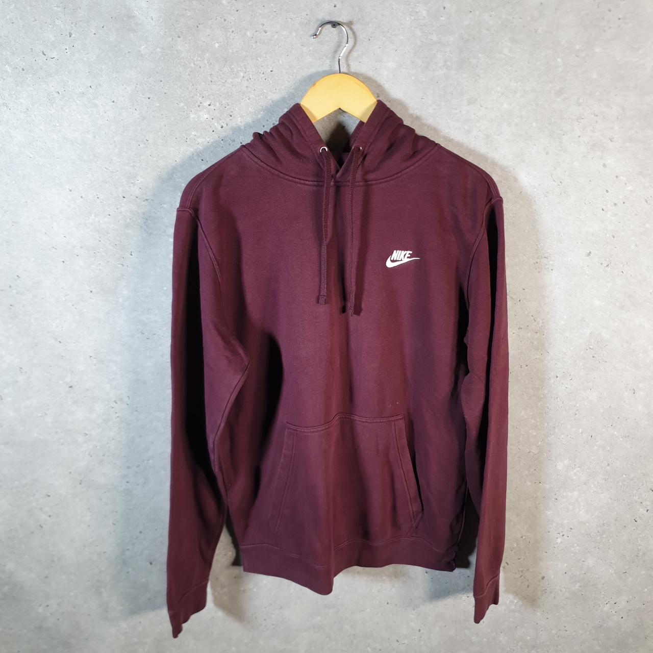 Vintage Nike Club Embroidered Hoodie Men’s Medium Burgundy Red Swoosh Y2K Pullover