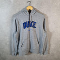 Vintage Nike Duke Centre Swoosh Hoodie Men’s Medium Grey Pro Sport Y2K Pullover Logo