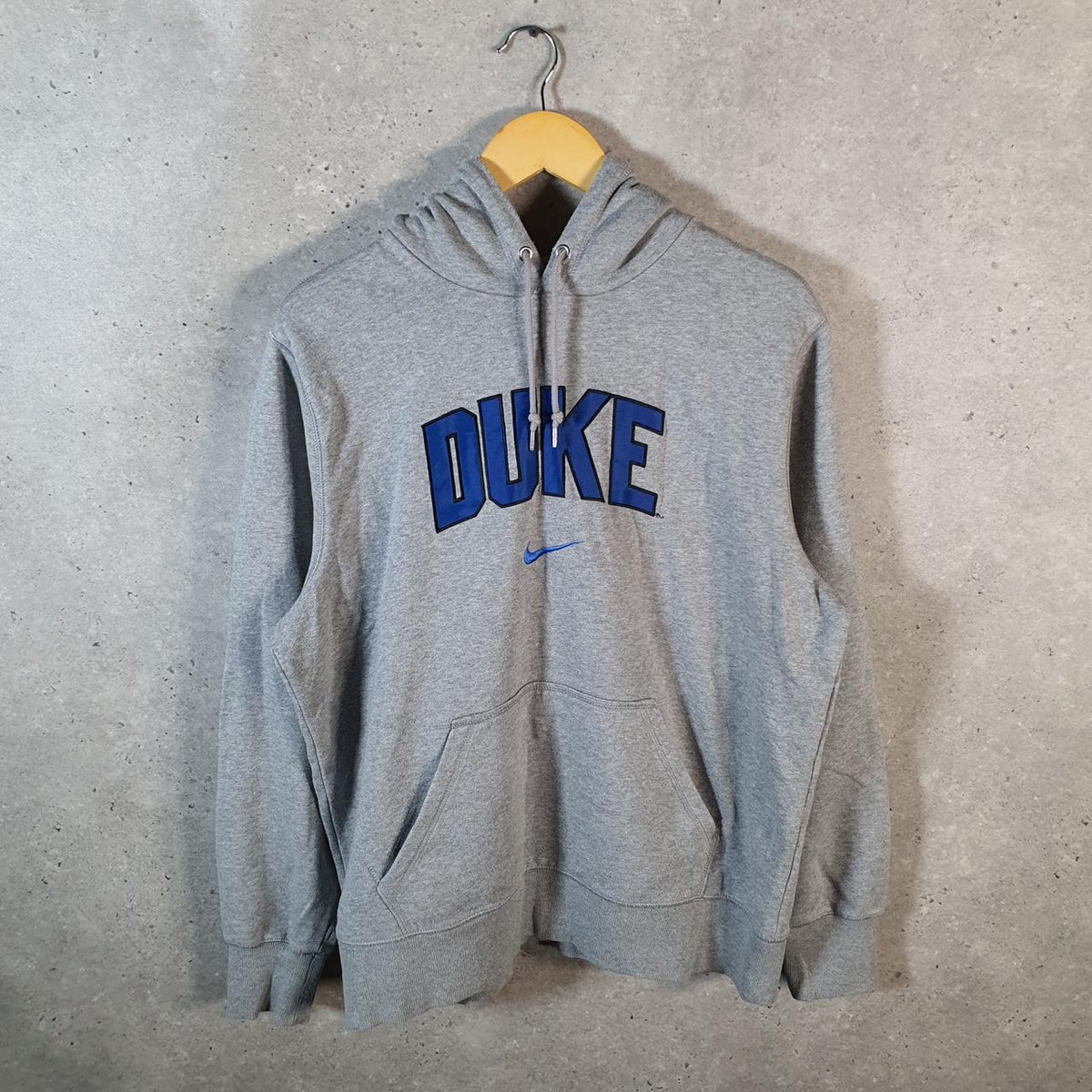 Vintage Nike Duke Centre Swoosh Hoodie Men’s Medium Grey Pro Sport Y2K Pullover Logo