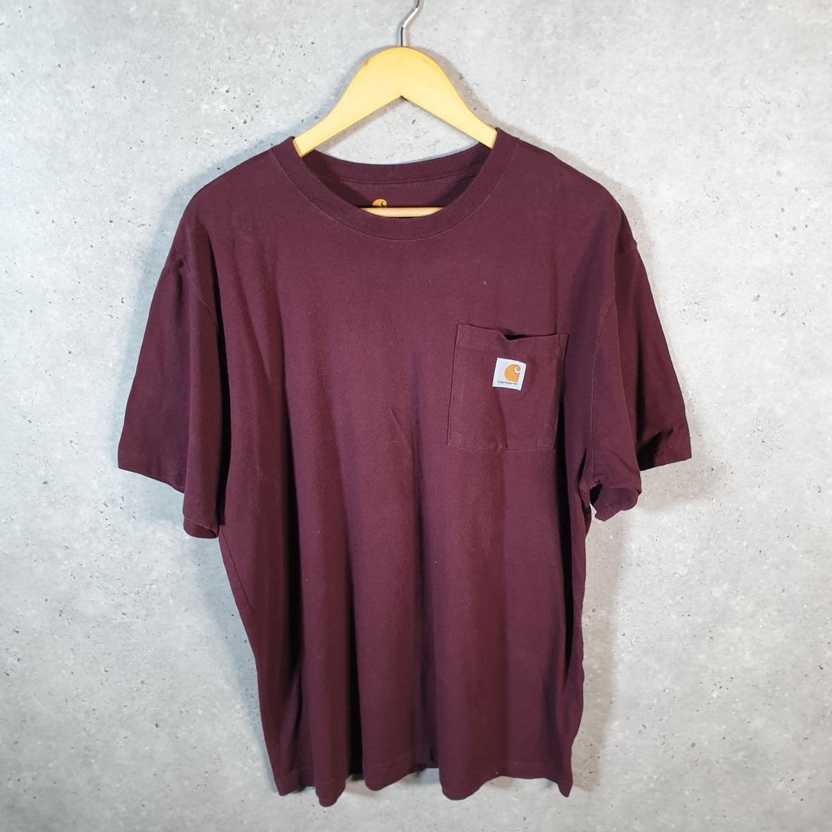 Vintage Carhartt Pocket T Shirt Men’s Medium Burgundy Red Workwear Chore Utility Original Fit C9328