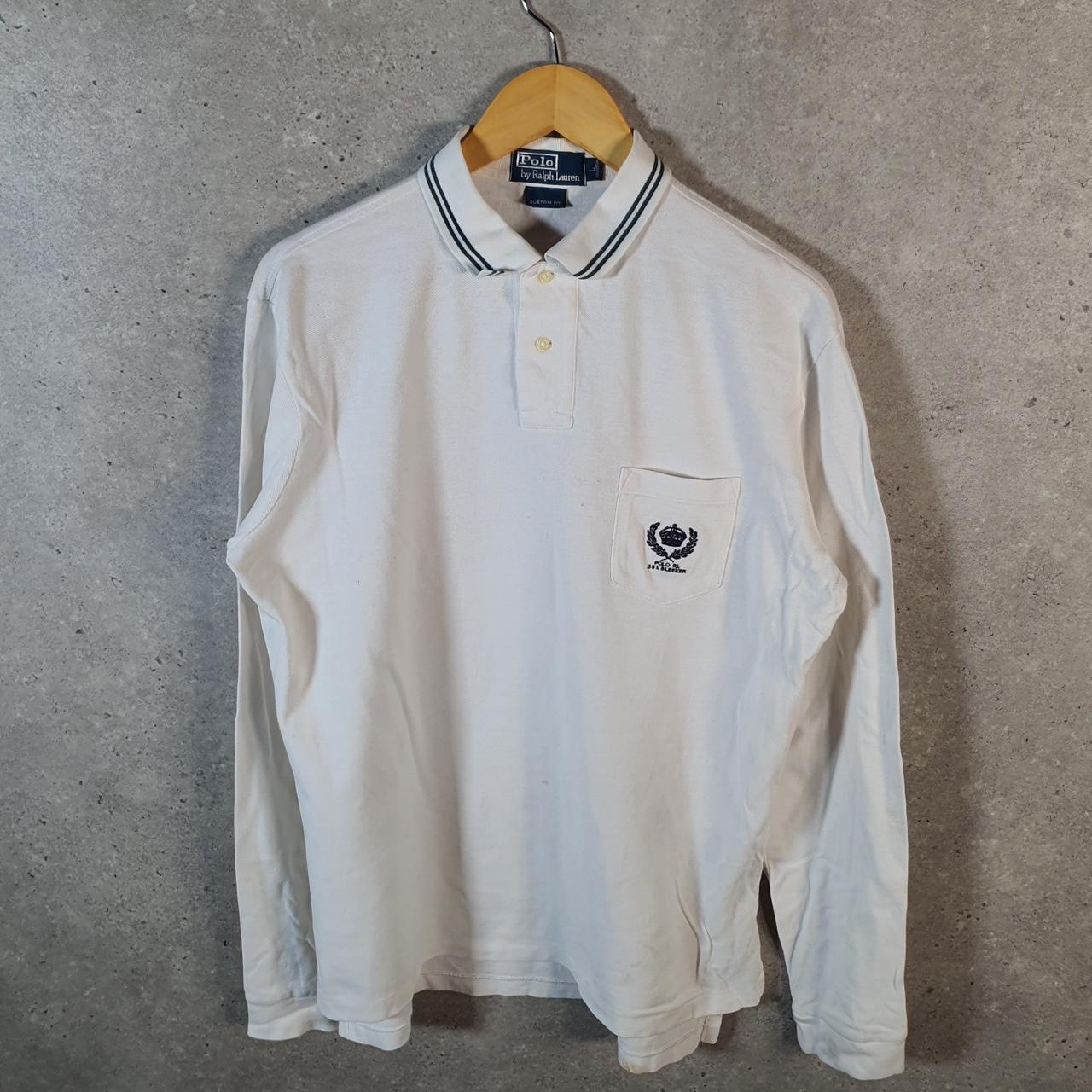 Vintage Ralph Lauren Polo Shirt Men’s Large White Custom Fit Embroidered Pony