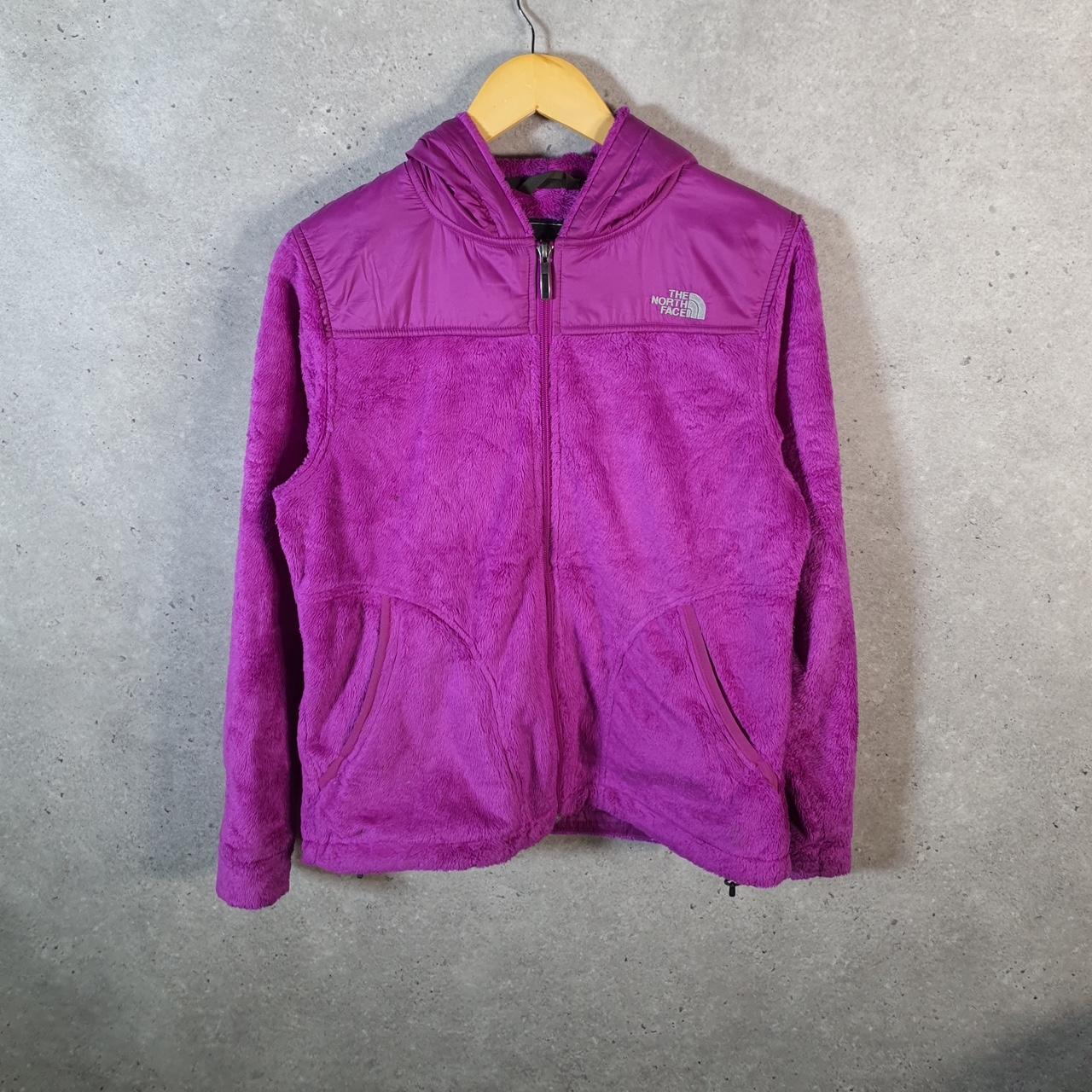 Vintage The North Face TNF Teddy Fleece Hoodie  Womens Medium Pink Full Zip Logo
