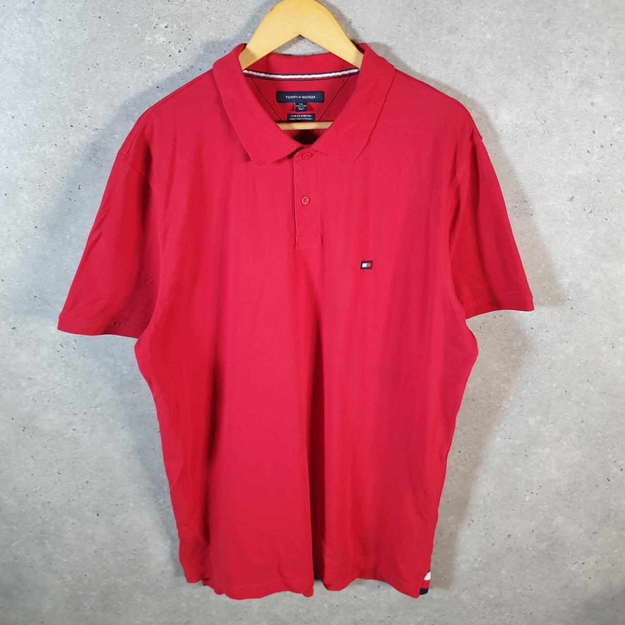 Vintage Tommy Hilfiger Polo Shirt Men’s 2XL Red Slim Fit Embroidered Logo