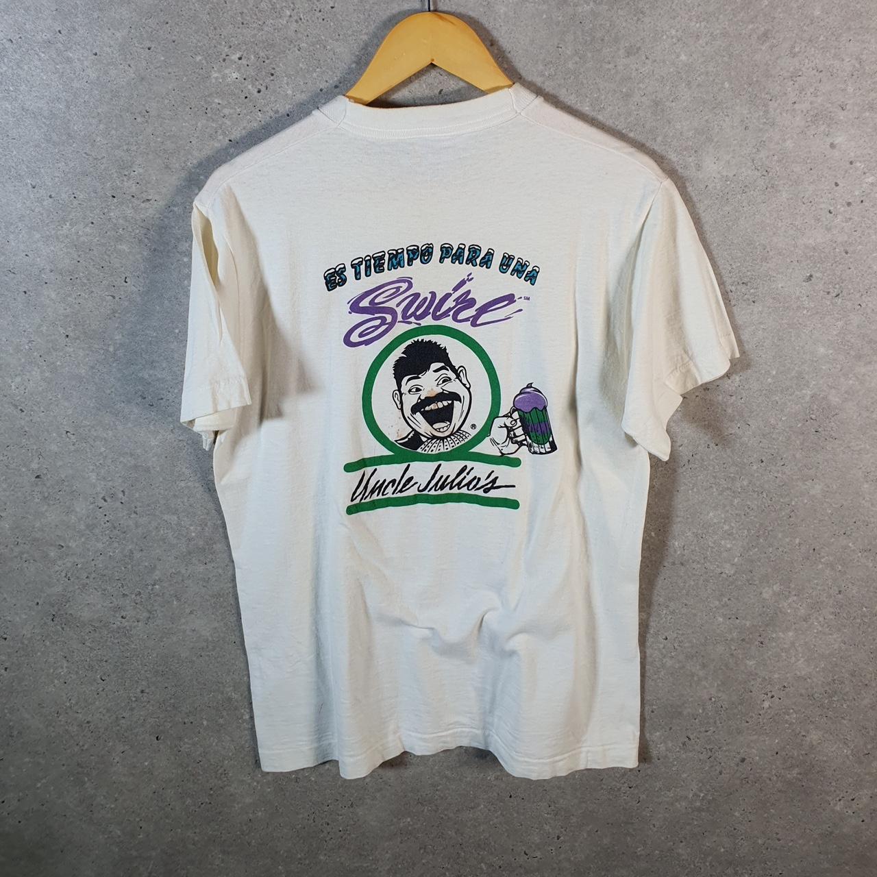 Vintage Fruit of the Loom Uncle Julios 90s USA Single Stitch T Shirt Men’s Medium White