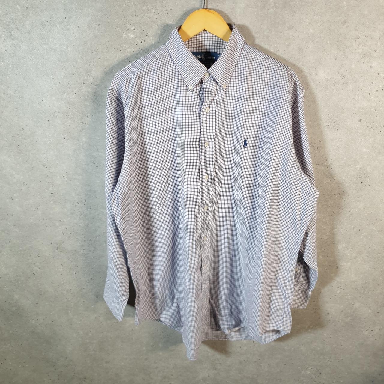 Vintage Ralph Lauren Button Down Shirt Men’s XL Purple Checkered Yarmouth Cotton Pony