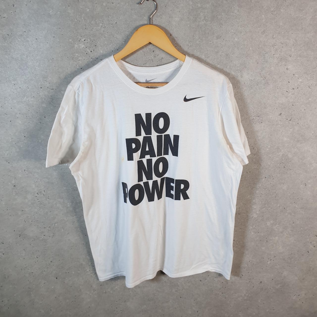 Vintage Nike No Pain No Power T Shirt Shirt Men’s Large White Logo Athletic C9951