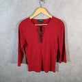 Vintage Ralph Lauren Polo Knit Sweater Womens Medium Red Cotton Pullover
