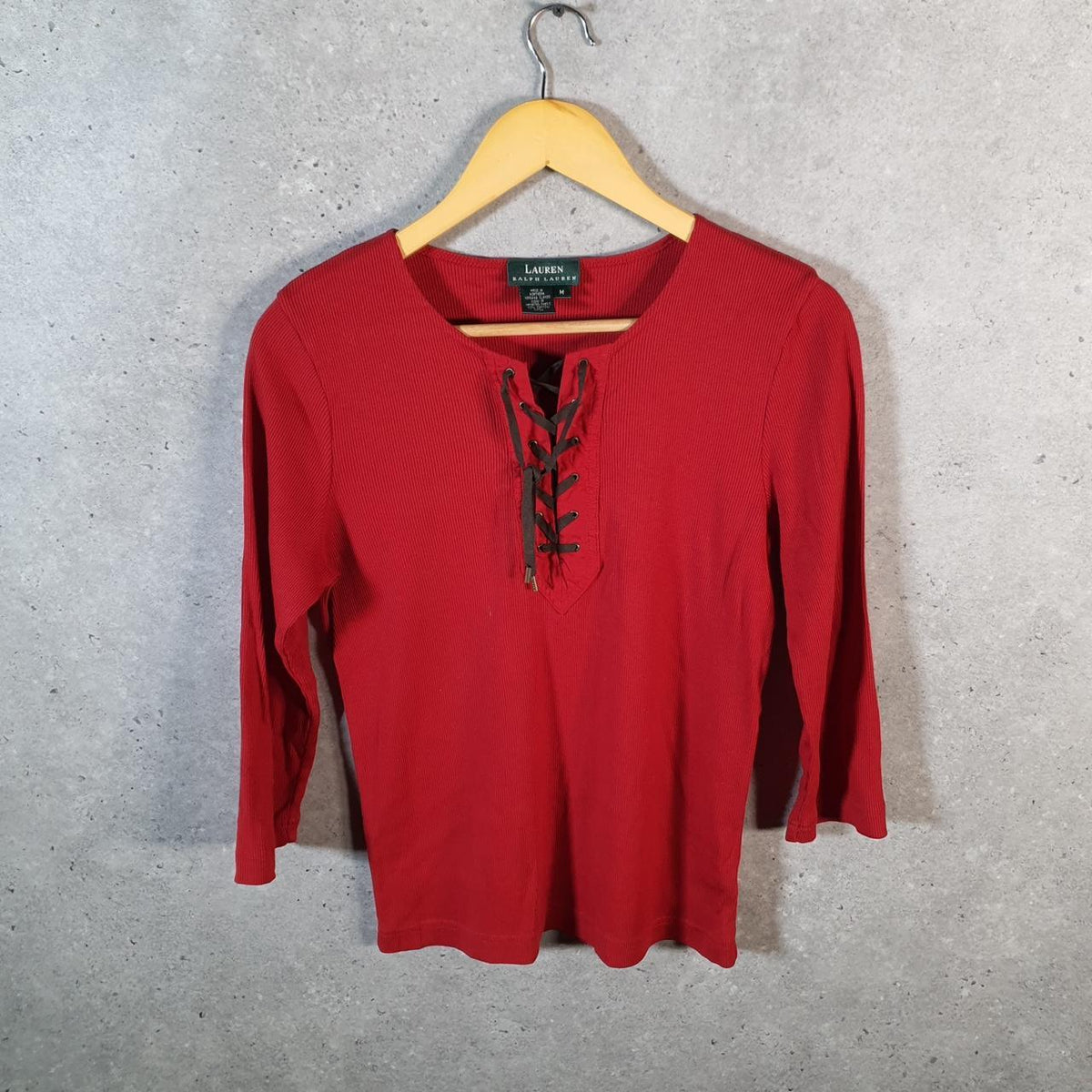 Vintage Ralph Lauren Polo Knit Sweater Womens Medium Red Cotton Pullover