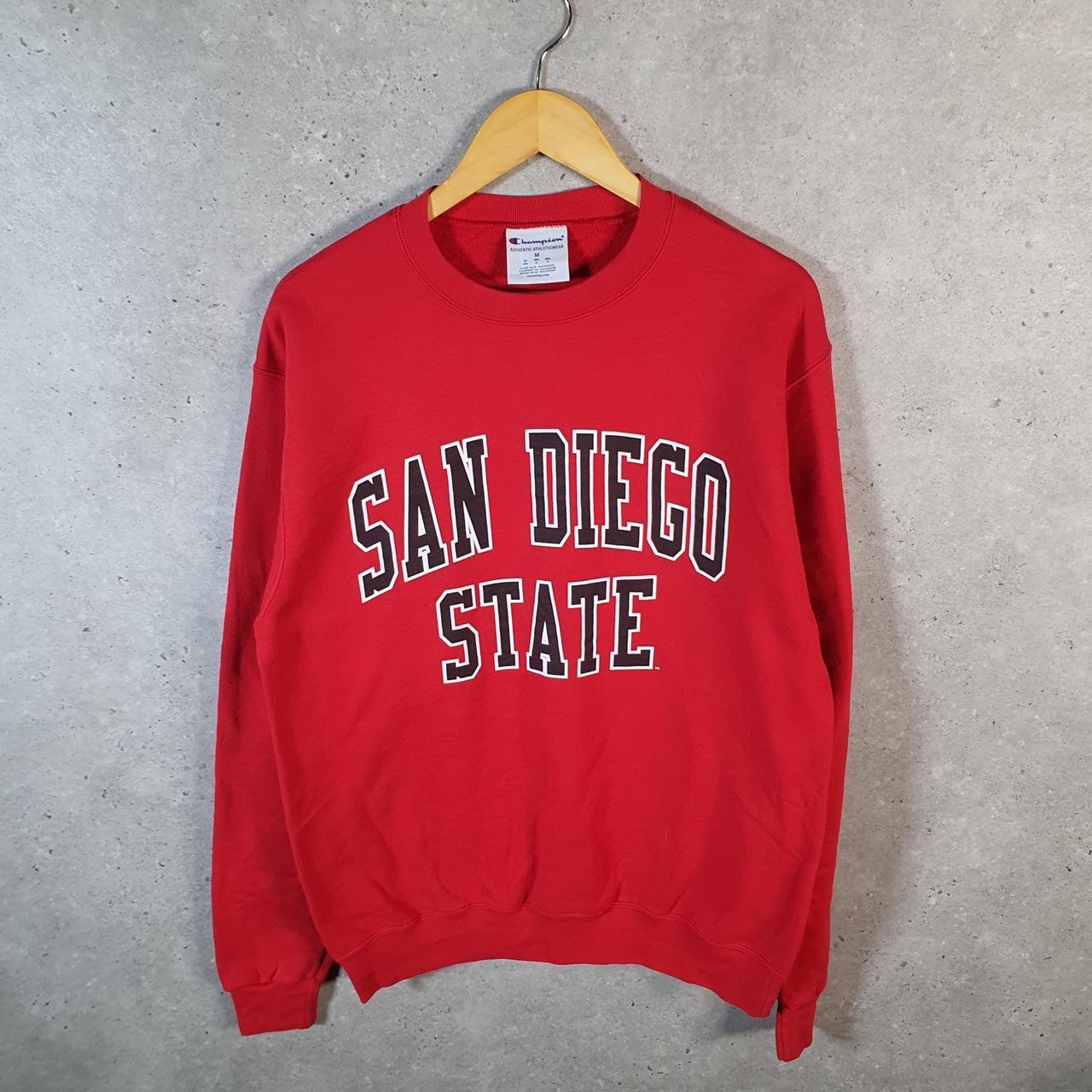 Vintage Champion San Diego State Sweatshirt Men’s M Red USA Pullover Spellout Logo