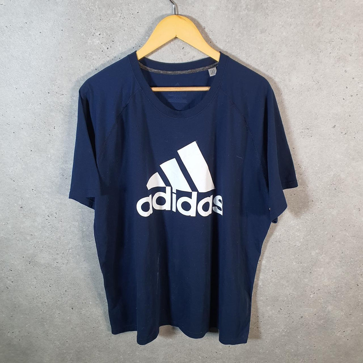Vintage Adidas Ultimate T Shirt Men’s 2XL Navy Blue Three Stripes Logo Athletic