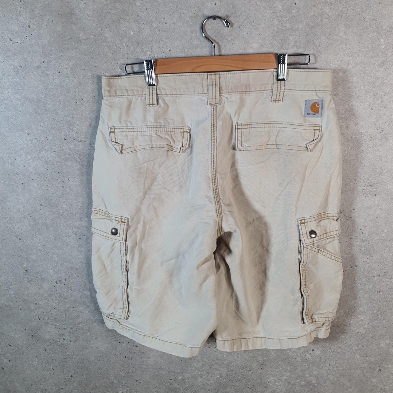 Vintage Carhartt Baggy Carpenter Shorts Jorts Cargo Men’s W34 Beige Relaxed Fit Workwear Big Fish Vintage