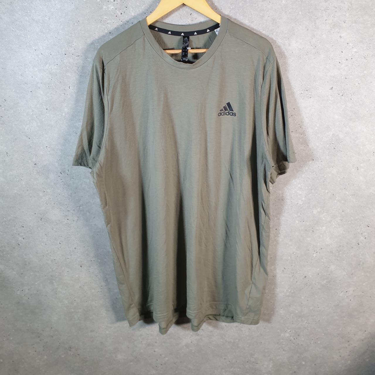 Vintage Adidas T Shirt Men’s 2XL Tall Khaki Green Three Stripes Athletic