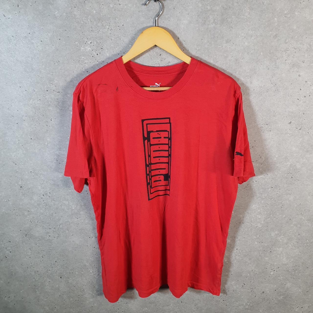 Vintage Puma Spellout T Shirt Men’s Large Red Logo Athletic Casual