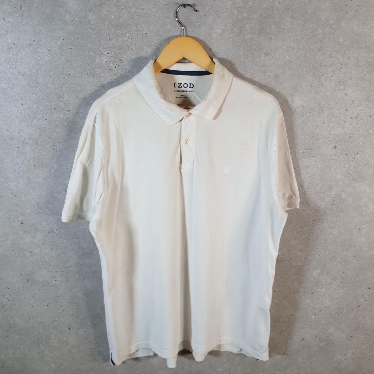 Vintage Izod Polo Shirt Men’s XL White Custom Fit Embroidered Logo