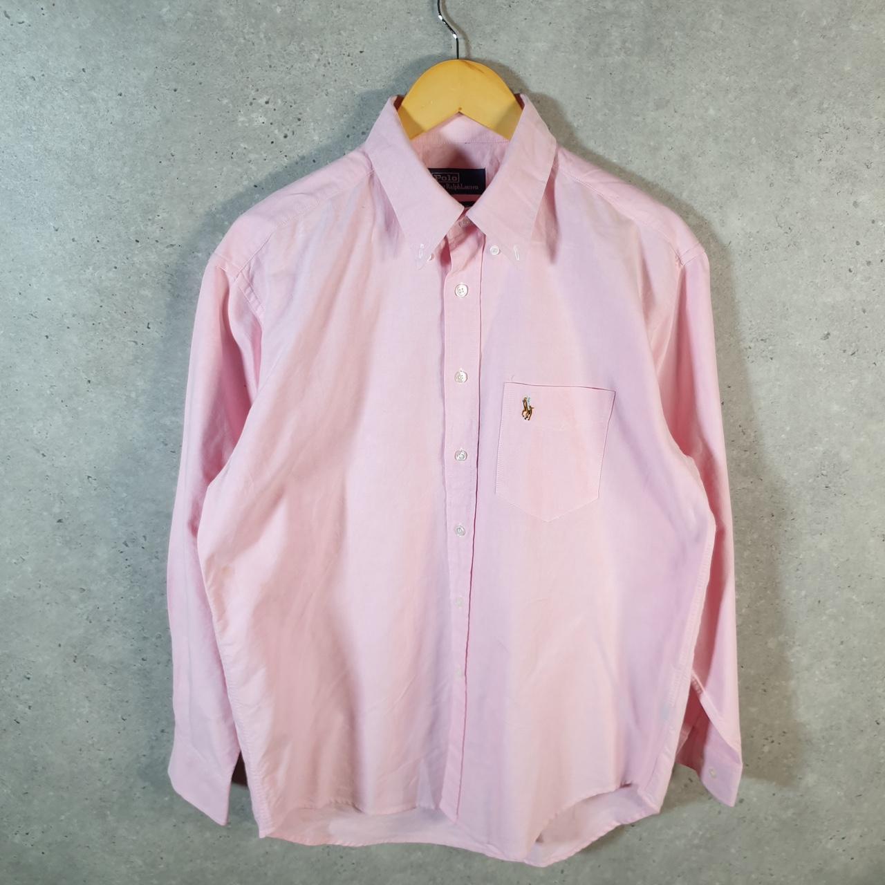 Vintage Ralph Lauren Button Down Shirt Men’s Medium Pink Classic Fit Pony Casual