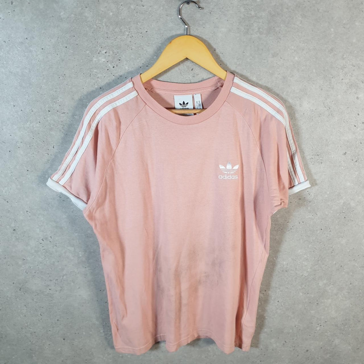 Vintage Adidas Trefoil T Shirt Men’s Medium Pink Spellout Logo Athletic