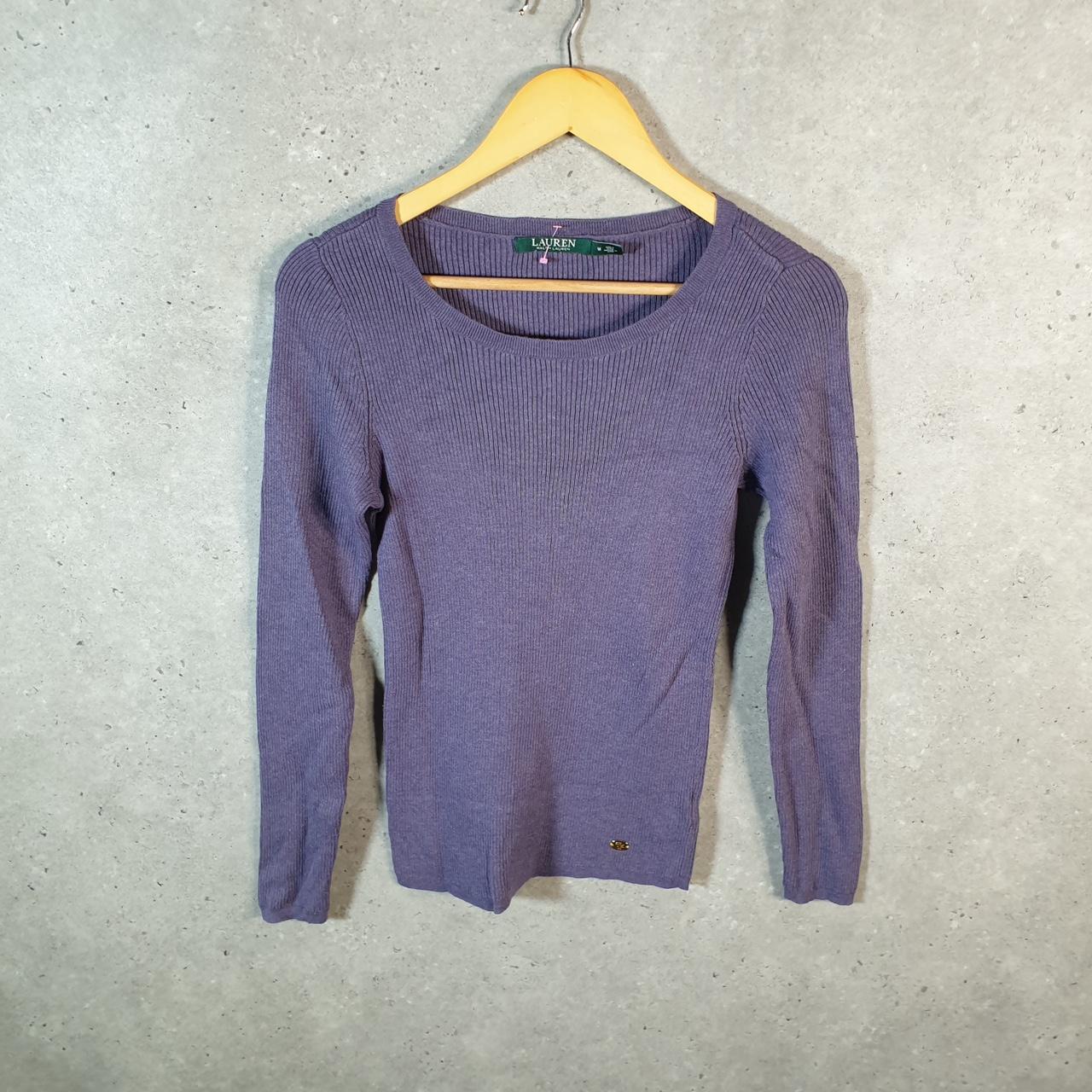 Vintage Ralph Lauren Polo Cable Knit Sweater Womens Medium Purple Cotton Pullover