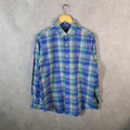 Vintage Ralph Lauren Button Down Shirt Mens Medium Blue Checkered Custom Fit Pony