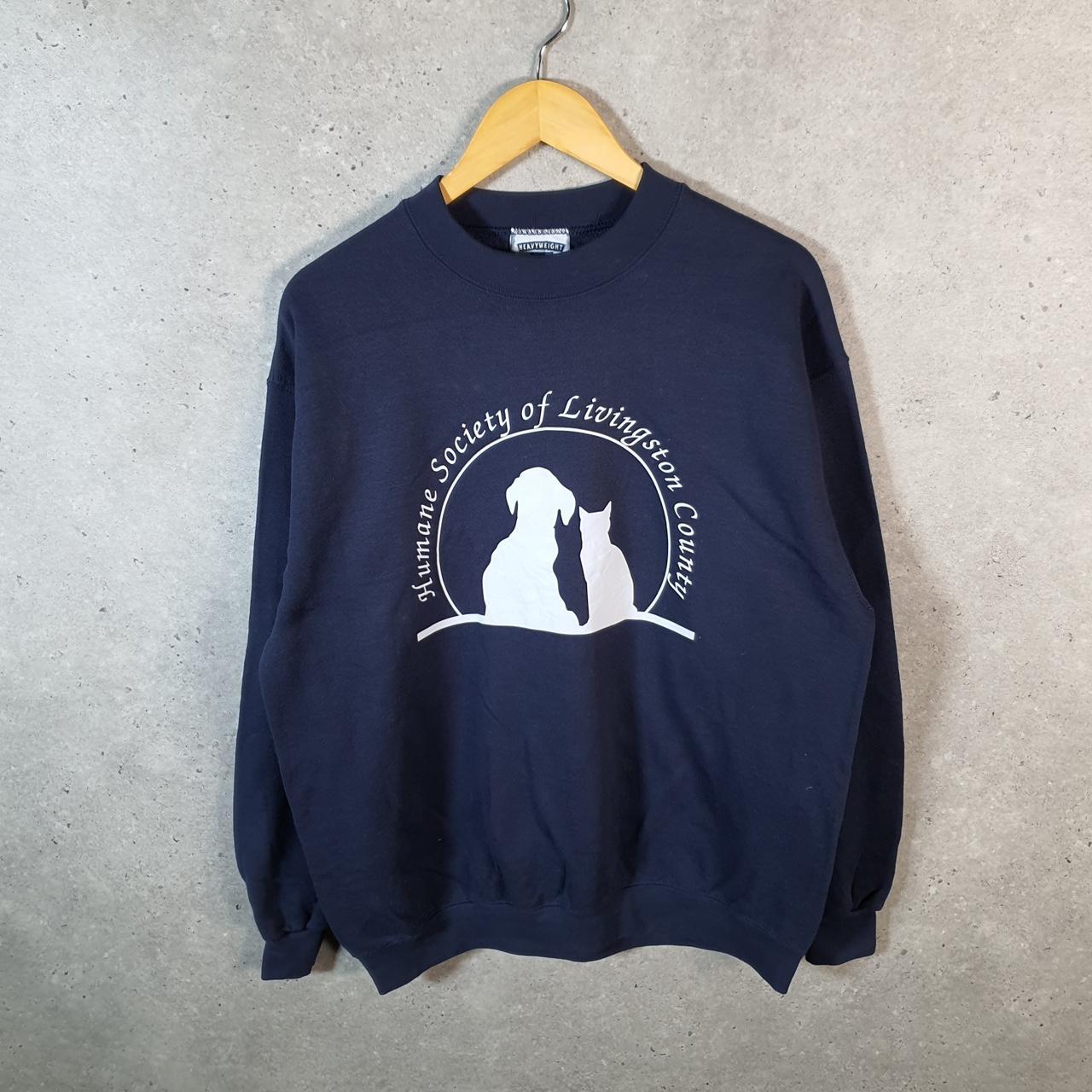 Vintage Lee Heavyweight Sweatshirt Men’s Large Navy Human Society Livingston County