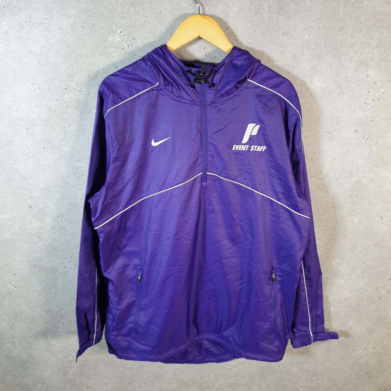 Vintage Nike Windbreaker Track Jacket Mens Small Purple USA Swoosh 1/4 Zip USA