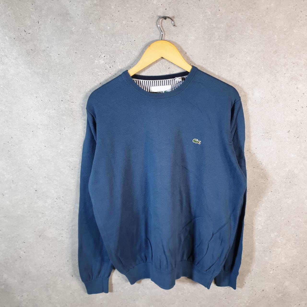 Vintage Lacoste Sweatshirt Men’s Large Blue Pullover Logo Y2K Jumper Logo Casual