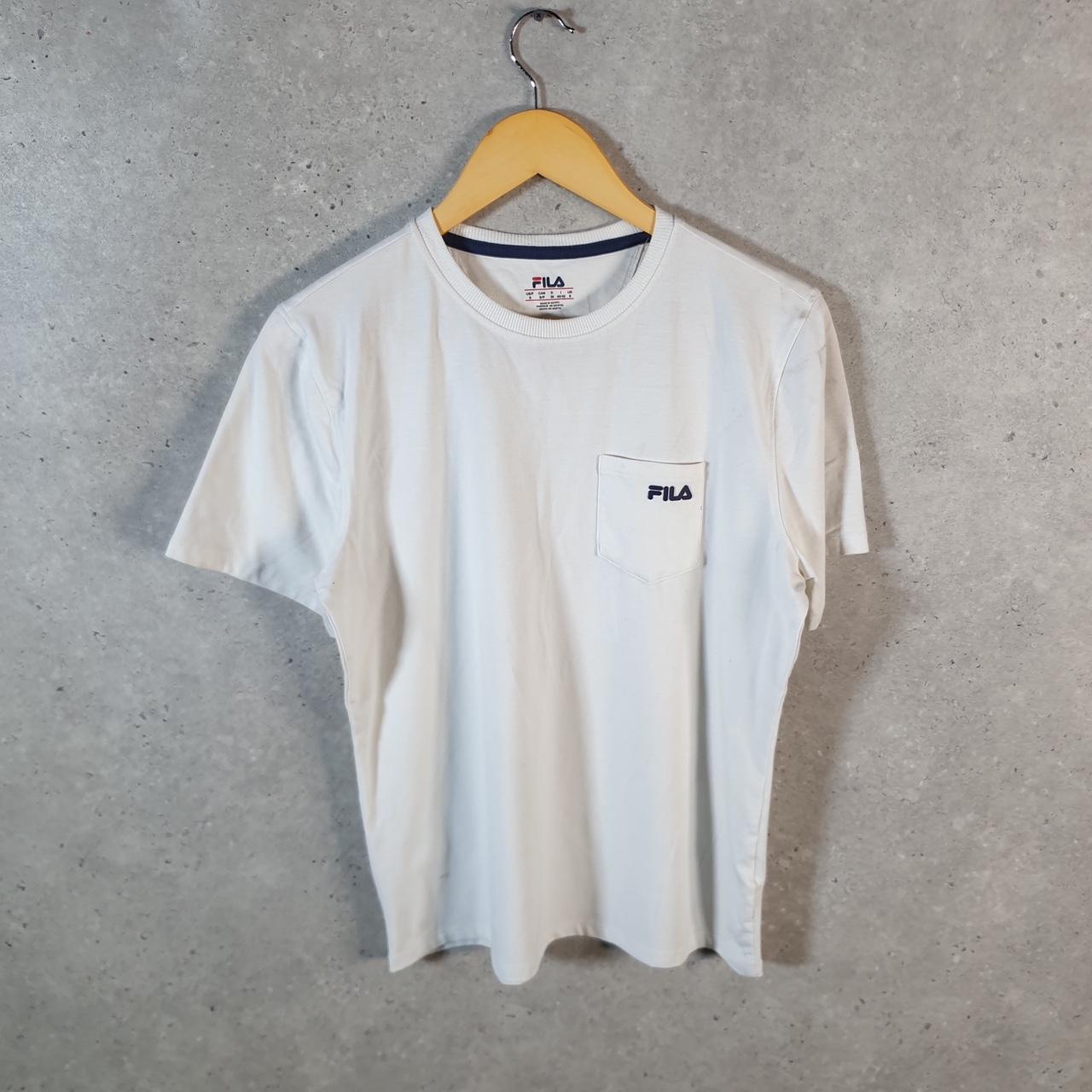 Vintage Fila Spellout T Shirt Men’s Small White Logo Athletic Casual