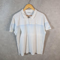Vintage Calvin Klein Polo Shirt Men’s XL White Striped Classic Fit Embroidered Logo C9940