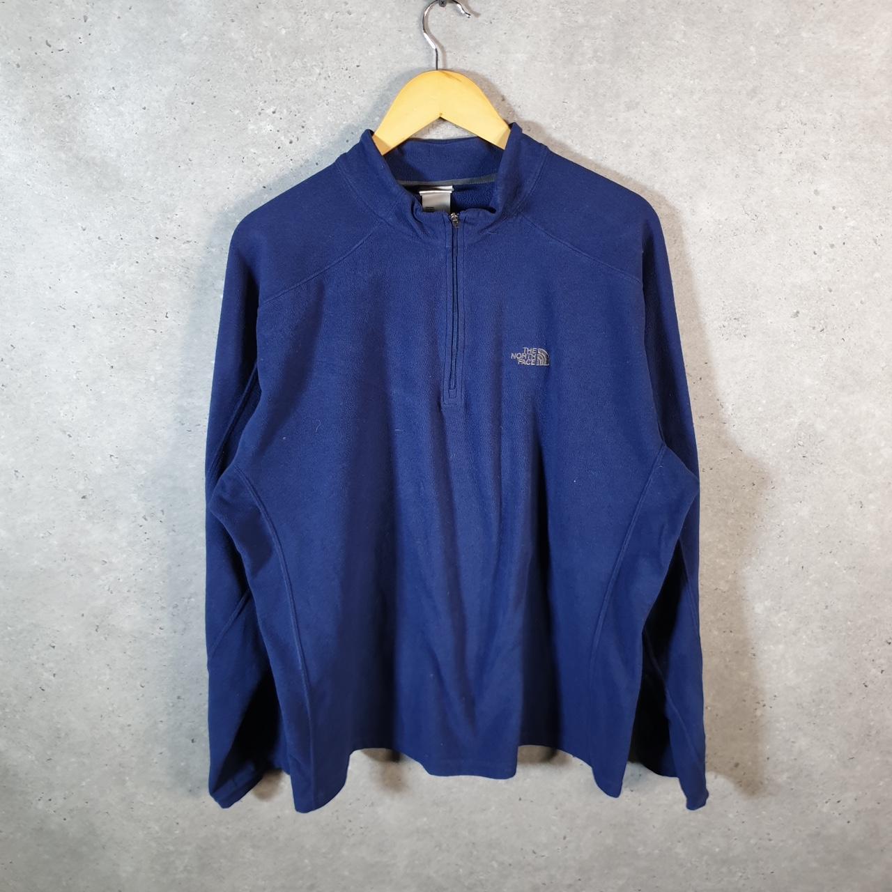 Vintage The North Face TNF Fleece Sweatshirt Mens 1/4 Zip Large Blue Pullover Logo